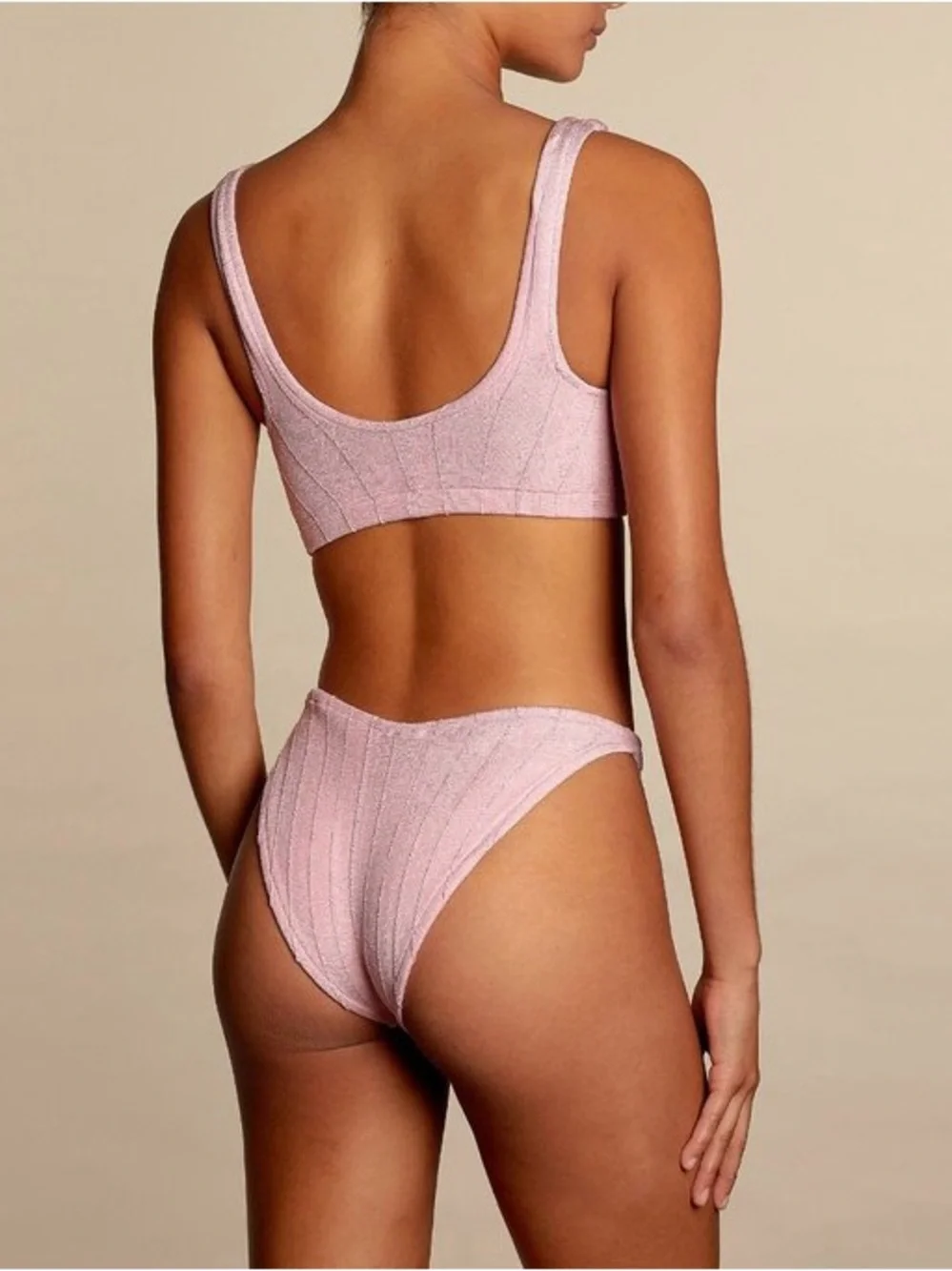 Hunza G Helena Nile Knit Bikini Set One Size Dusty Pink